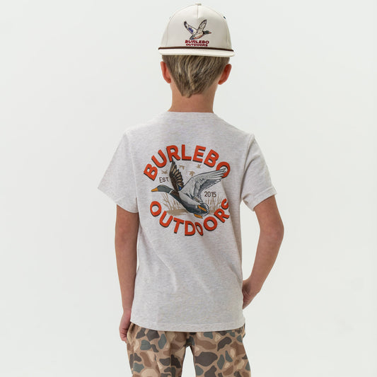 Burlebo Youth Tee - Old School Duck Hunt - Heather Oatmeal