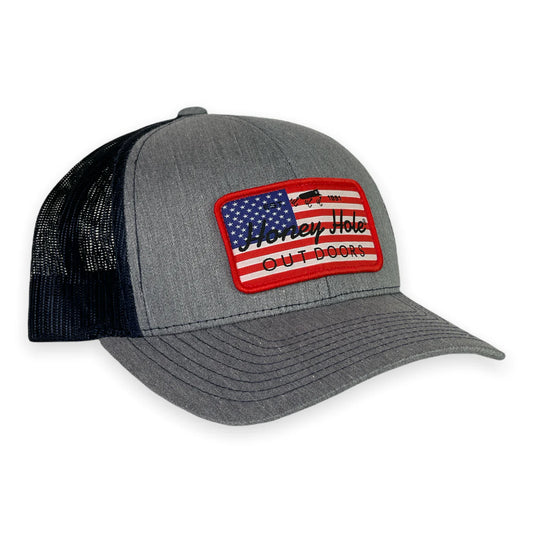 HONEY HOLE OUTDOORS: SNAPBACK - USA REC - HEATHER/NAVY