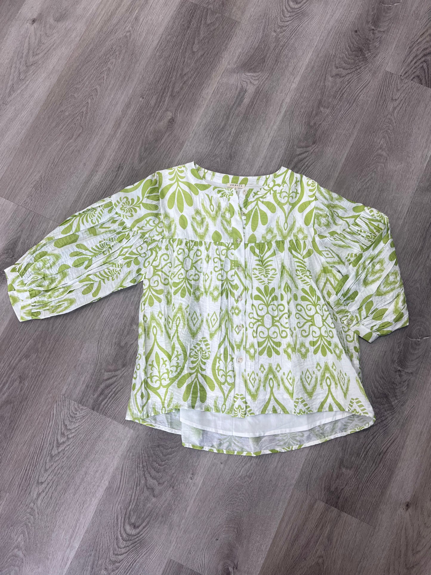 Green floral button down