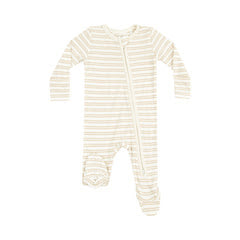 Angel dear 2 Way Zipper Footie - Stripe Oxford Tan