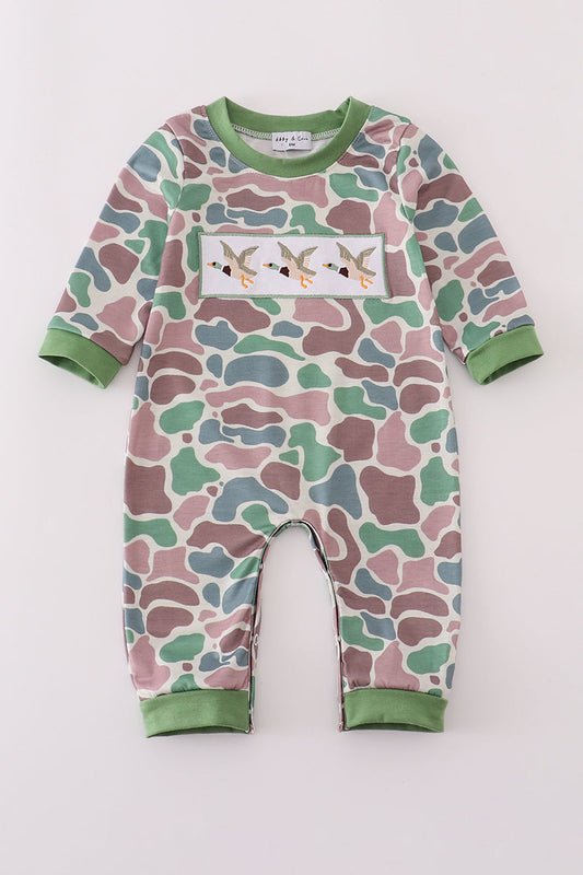Camouflage mallard embroidery romper