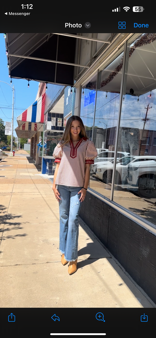 Entro brick striped top