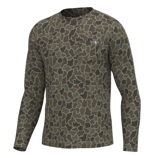 Local boy youth Long Sleeve Heather Blend Crew - brush camo