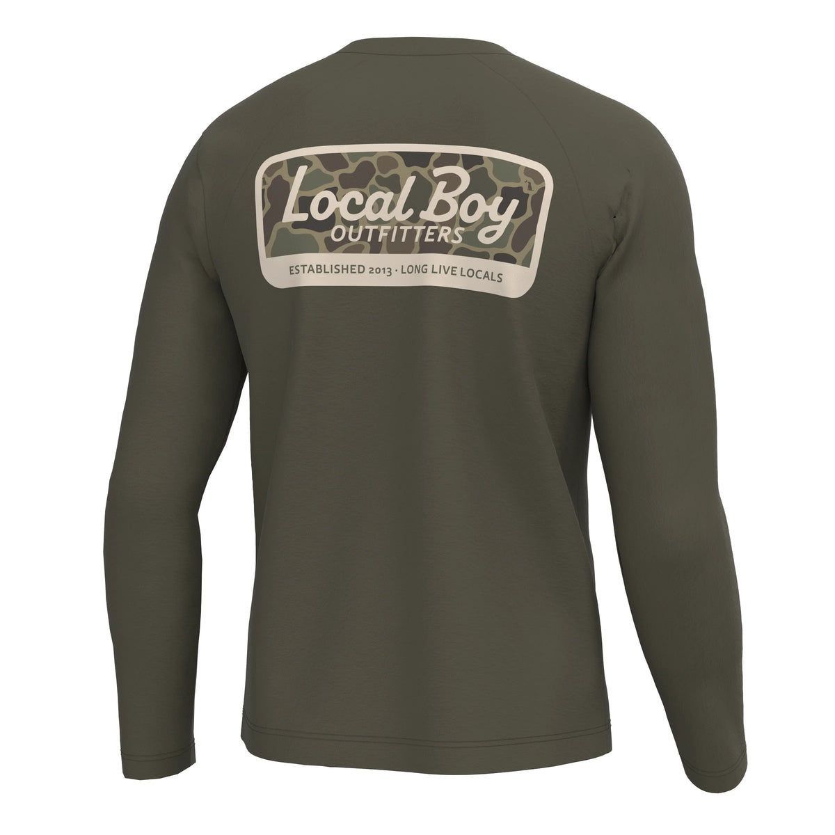 Local boy Brush Camo Mark Long Sleeve Heather Performance Shirt - cedar