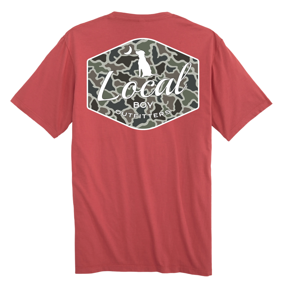 Local boy youth Dog & Moon Camo Badge Tee - brick