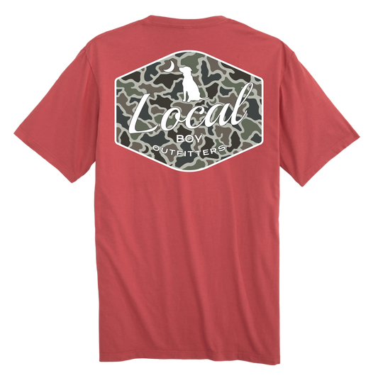 Local boy youth Dog & Moon Camo Badge Tee - brick