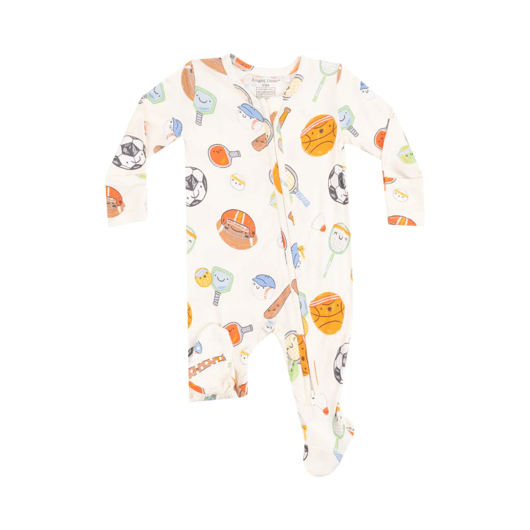 Bamboo 2 Way Zipper Footie - Sports Ball Friends Angel Dear