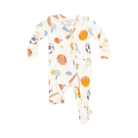 Bamboo 2 Way Zipper Footie - Sports Ball Friends Angel Dear