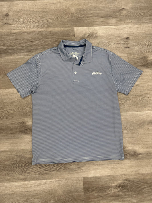 Old row navy and white striped polo