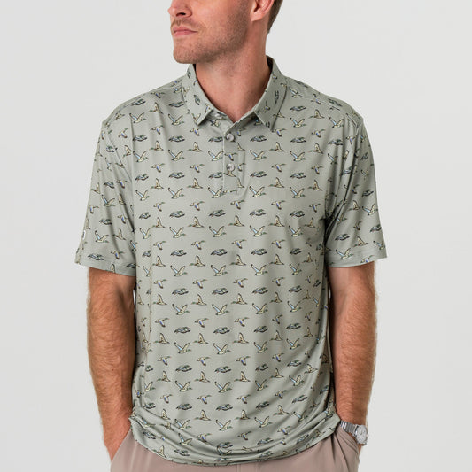 Burlebo Performance Polo - Flying Ducks - Green