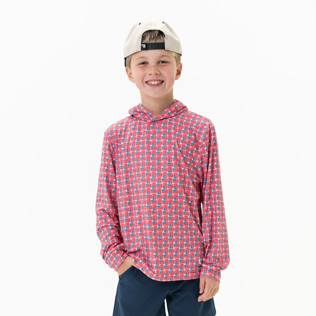 Burlebo Youth Performance Hoodie - American Flag Print