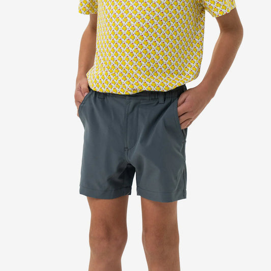 Burlebo Youth Everyday Short - River Rock Grey - Classic Deer Camo Pocket