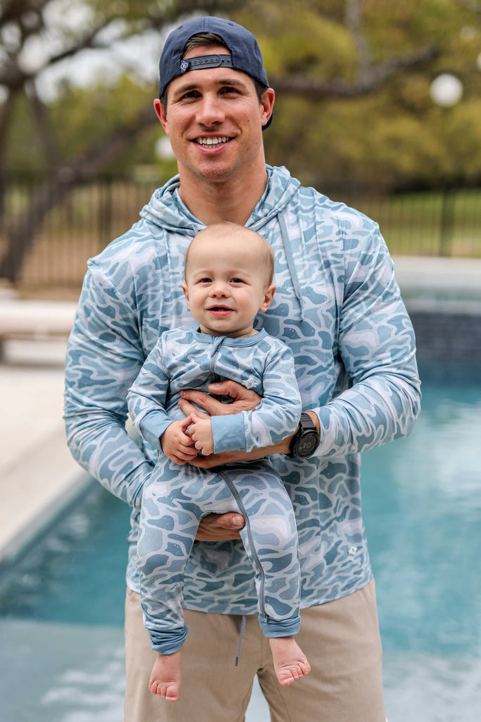 BURLEBO baby SEASIDE CAMO ZIP ONESIE
