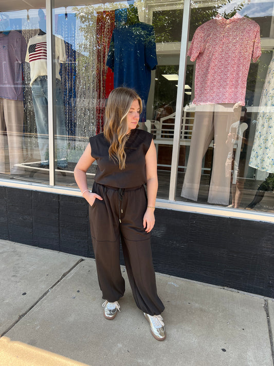 Black on the go jumpsuit