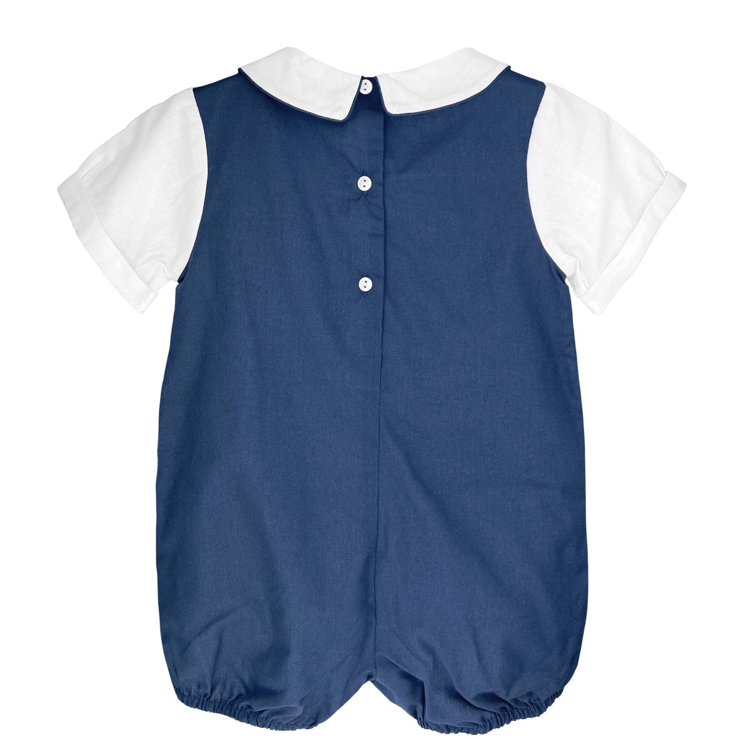 Baby boy Shortall with Pintucks and Side Tabs: Navy