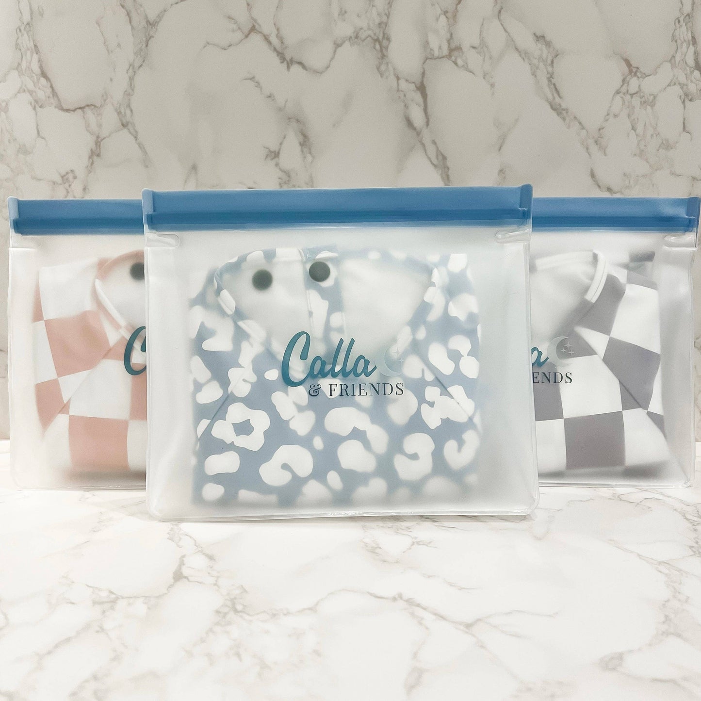 The Grayson Long Sleeve Bib - Brush Stripes: Powder Blue