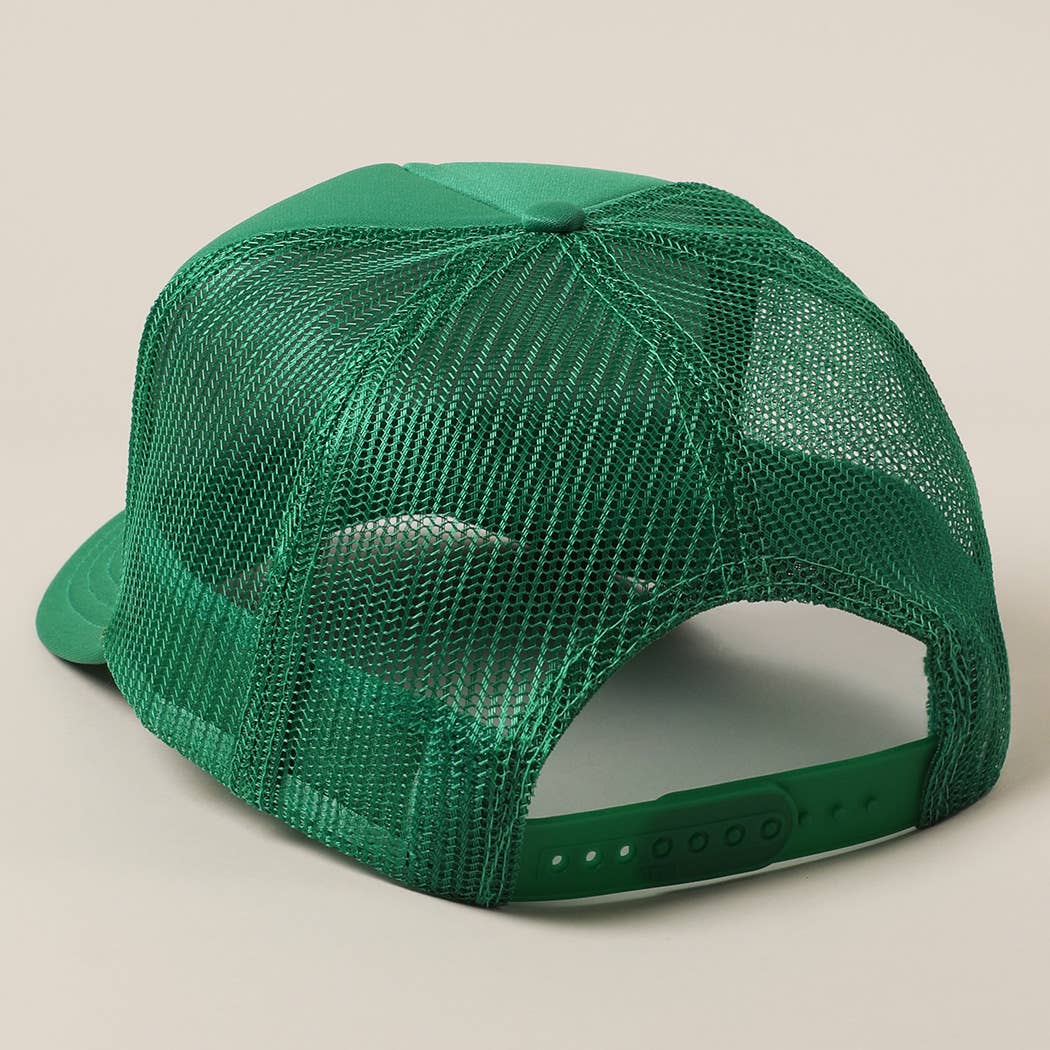 JESUS SAVES I SPEND Text Mesh Back Trucker Hat: Pink / ONE SIZE