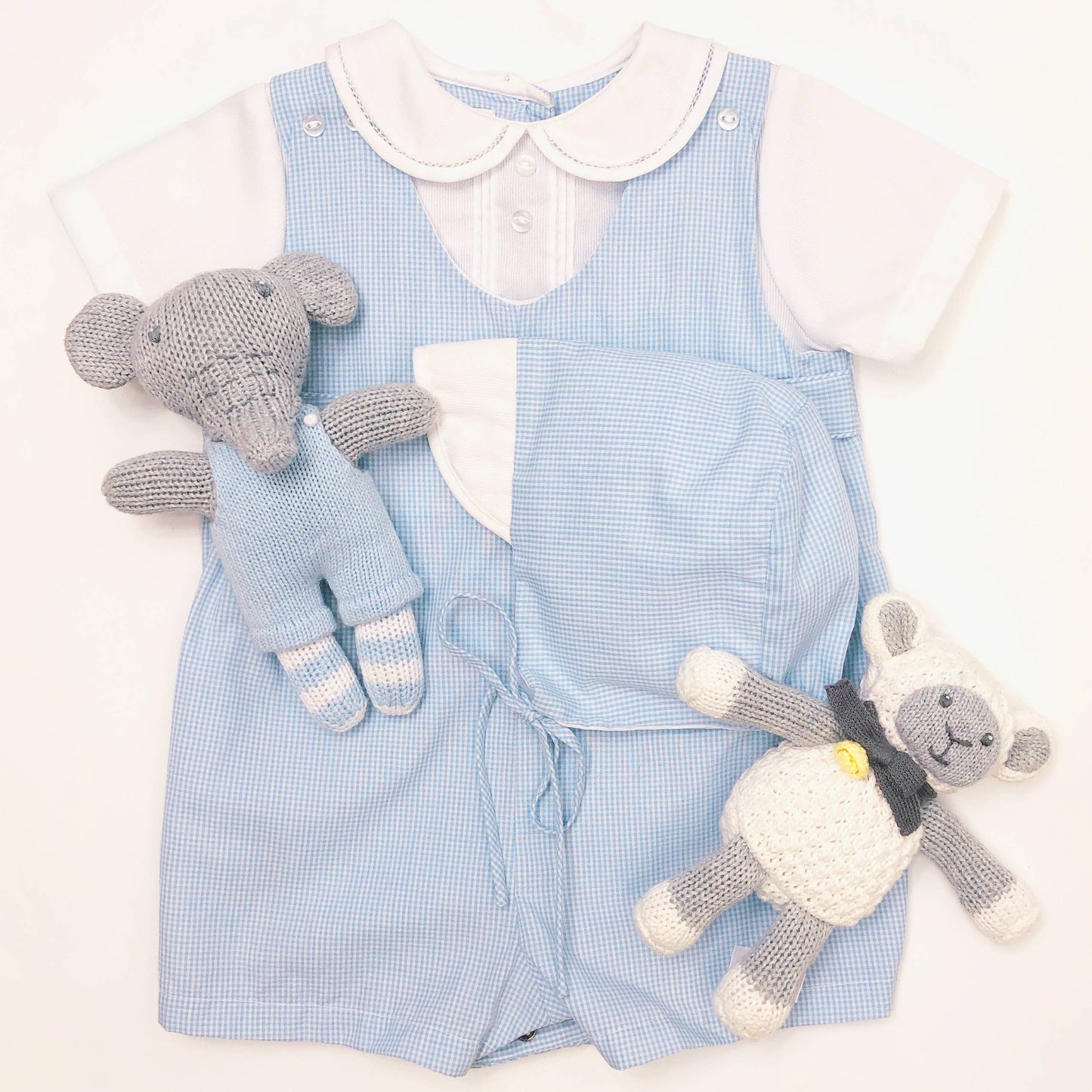 Baby boy Romper with Side Tabs and bonnet