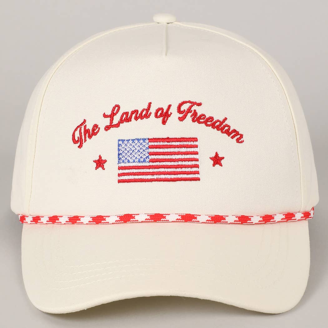 The Land of Freedom Flag Embroidered Trucker Hat: ROYAL BLUE / ONE SIZE