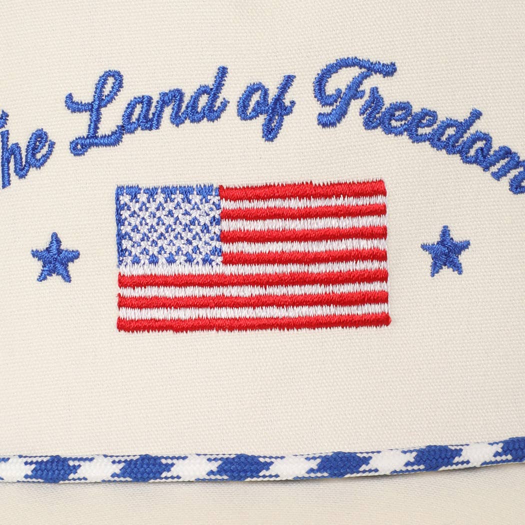 The Land of Freedom Flag Embroidered Trucker Hat: ROYAL BLUE / ONE SIZE