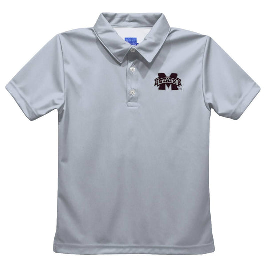 Mississippi State Bulldogs Embroidered Gray Polo Shirt