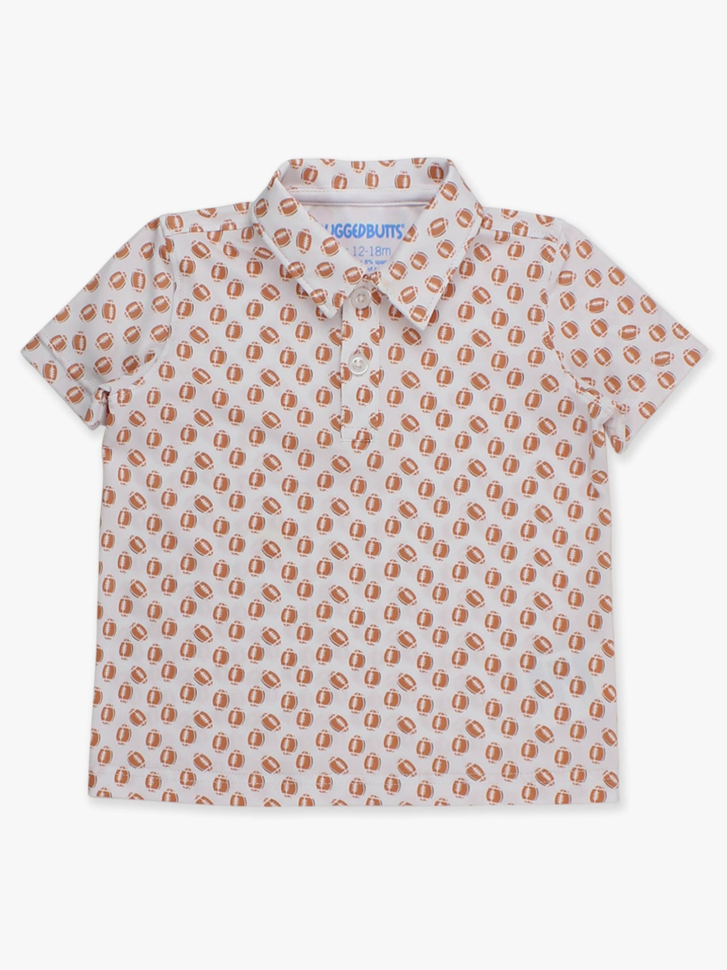Boys Football Frenzy Knit Short Sleeve Performance Polo: White