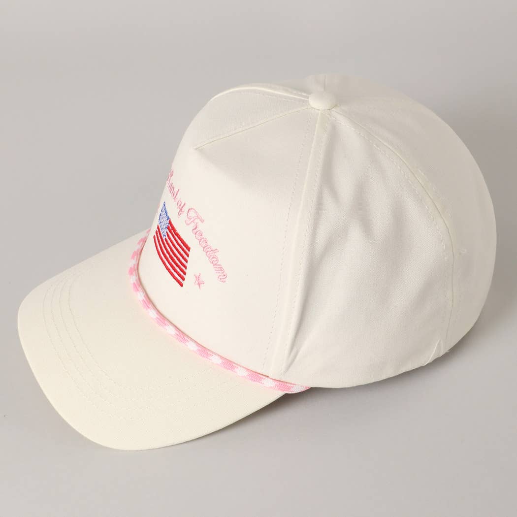 The Land of Freedom Flag Embroidered Trucker Hat: ROYAL BLUE / ONE SIZE