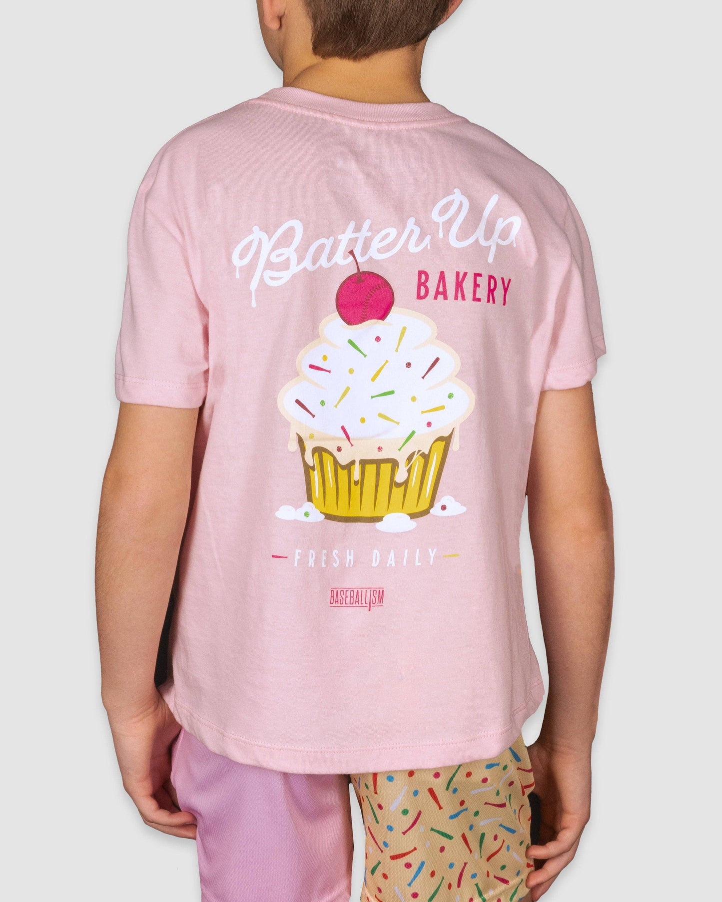 Batter Up Bakery Confetti Cupcake Youth T-Shirt: Youth Large