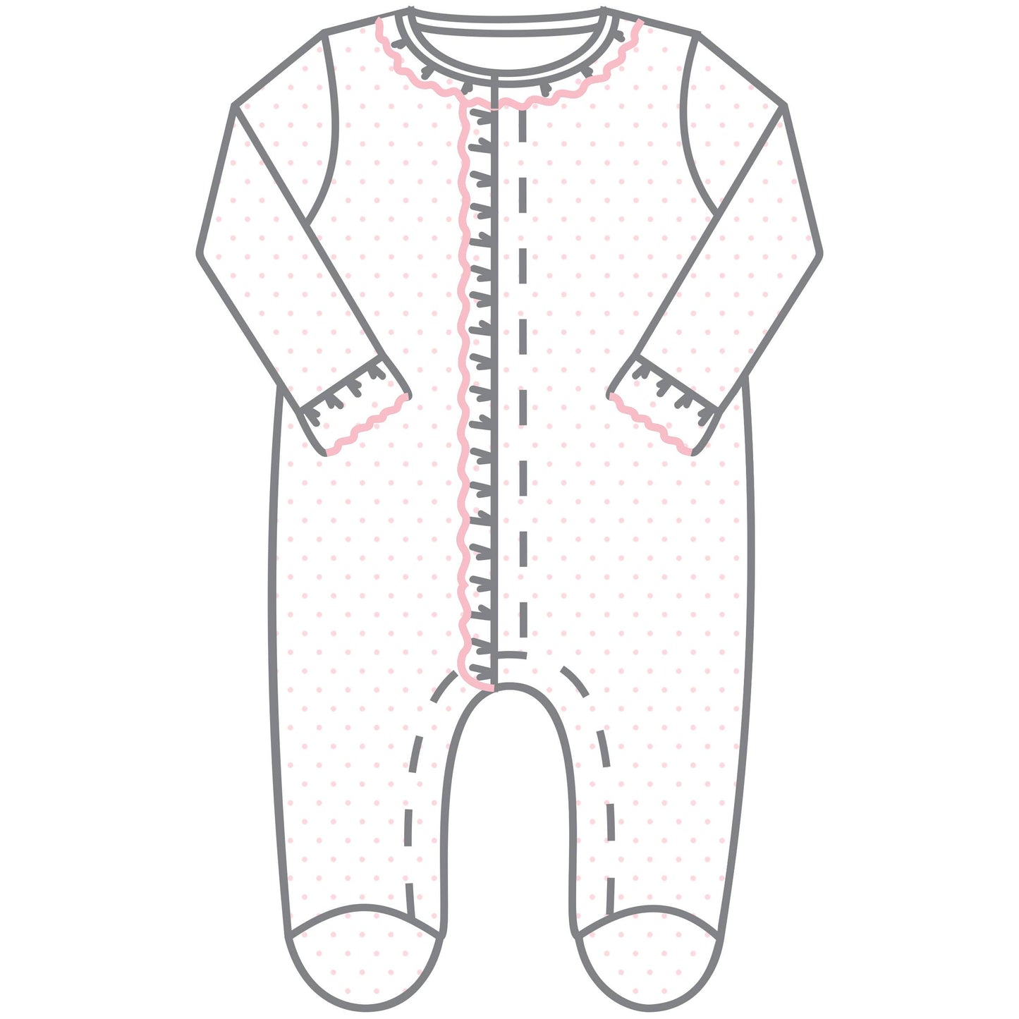 Mini Dots Ruffle Front Footie - Pink magnolia baby