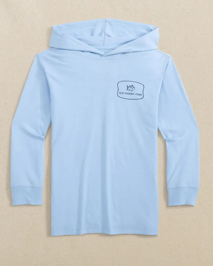 Youth Southern tide Beach Badge Hoodie Tee: Cerulean
