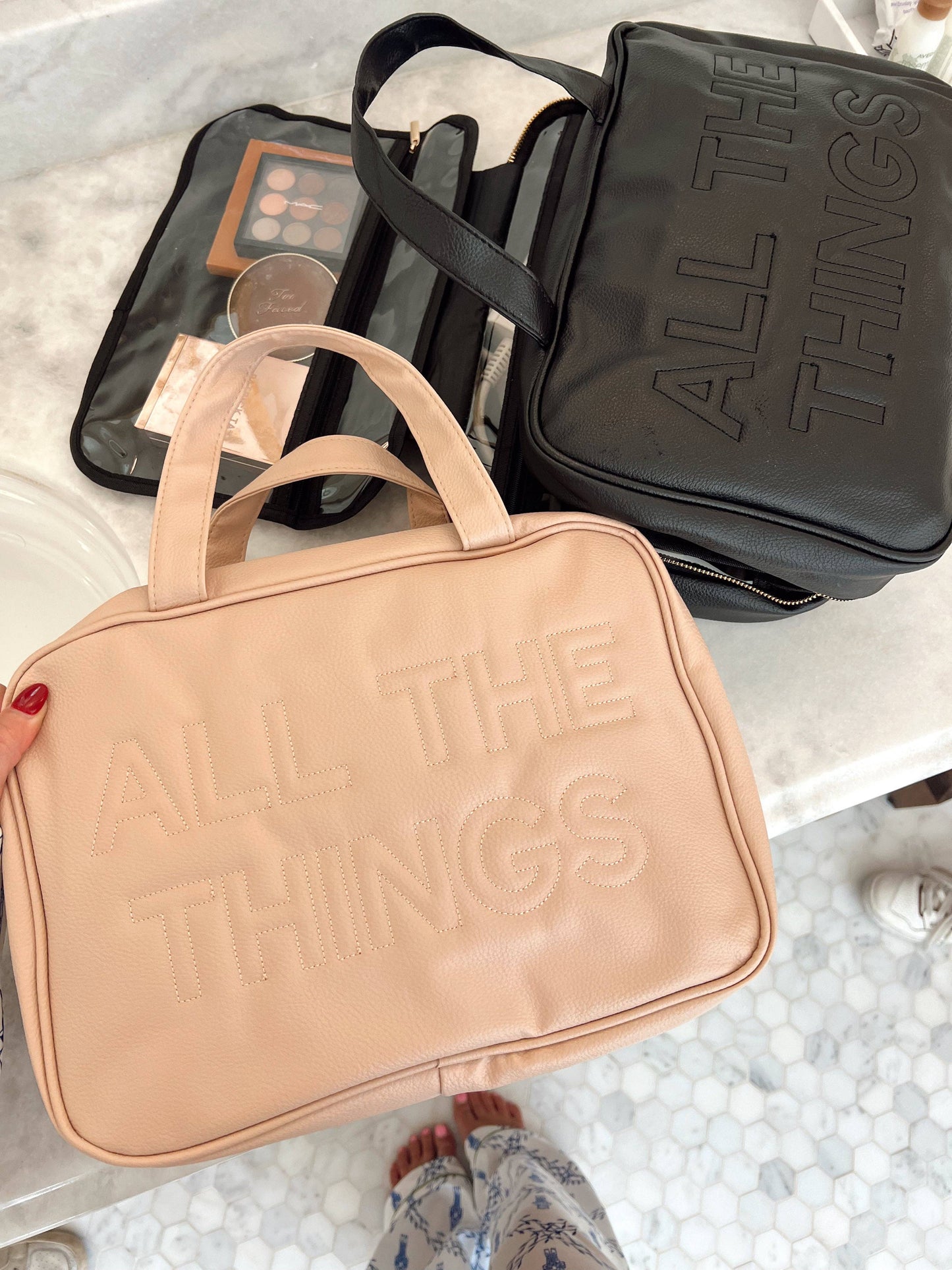 All The Things - Leather Hanging Bag: Black Leather