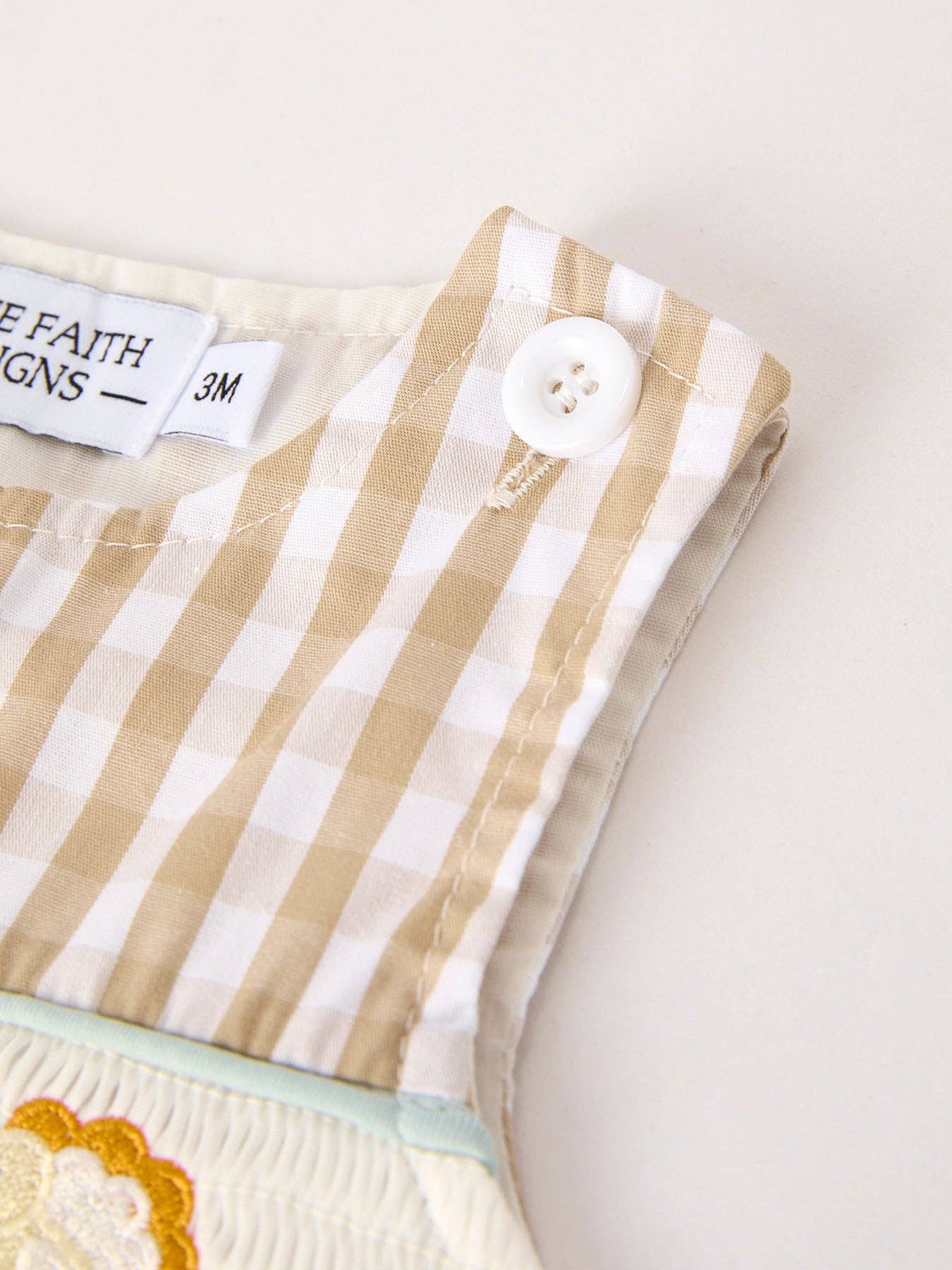 Fall Thanksgiving Apricot Plaid Chick Embroidery Smocking Baby Boys Romper