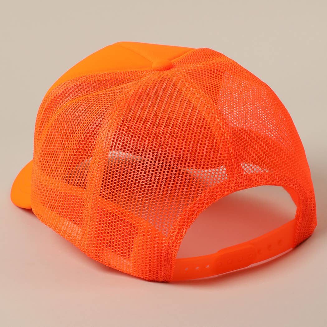 JESUS SAVES I SPEND Text Mesh Back Trucker Hat: Pink / ONE SIZE