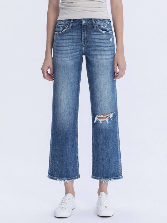 HIGH RISE DISTRESSED SLIM WIDE JEANS LV1284: SAILOR SNAP