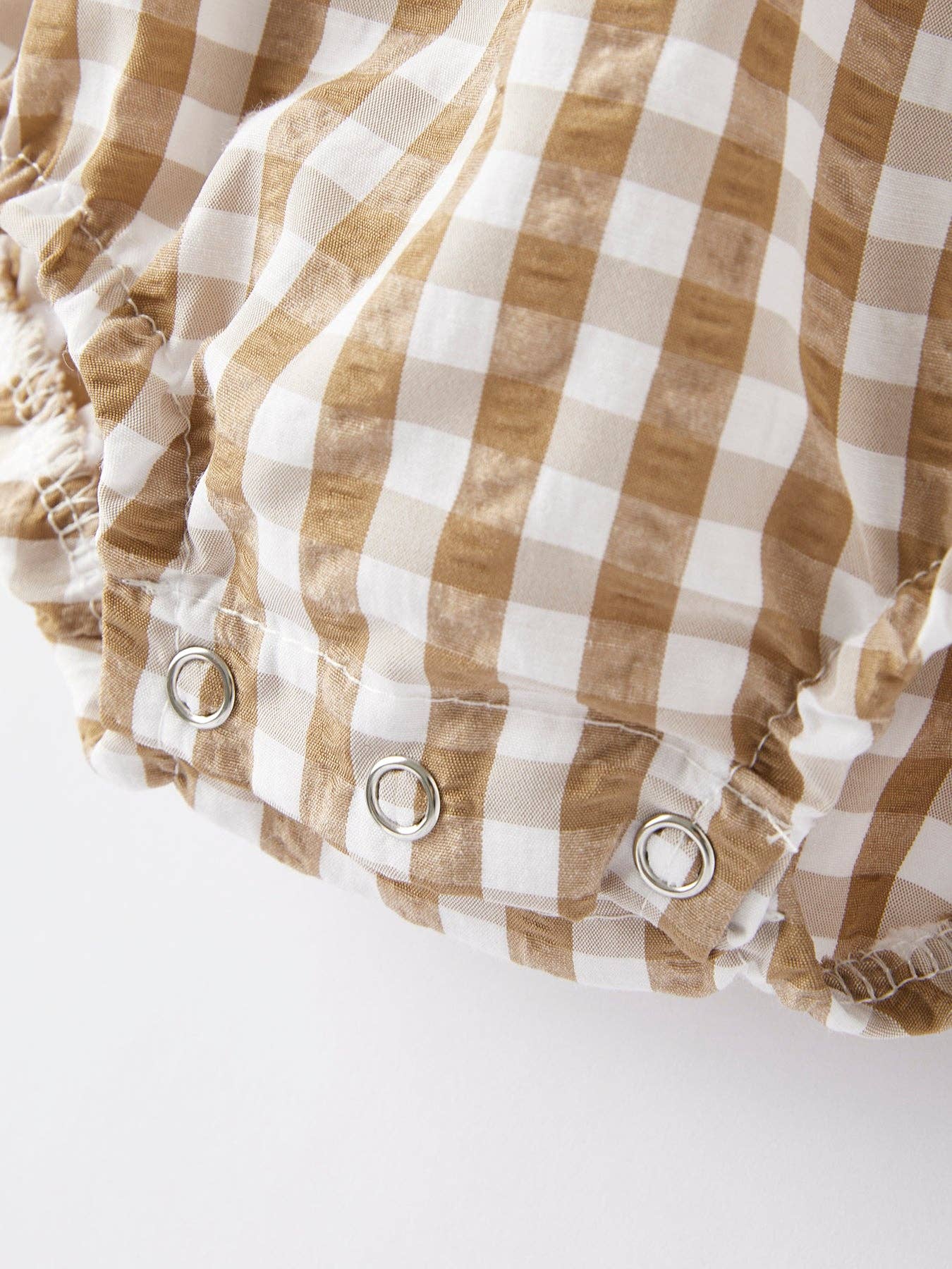 Girls Thanksgiving Smocking Embroidered Brown Plaid Romper