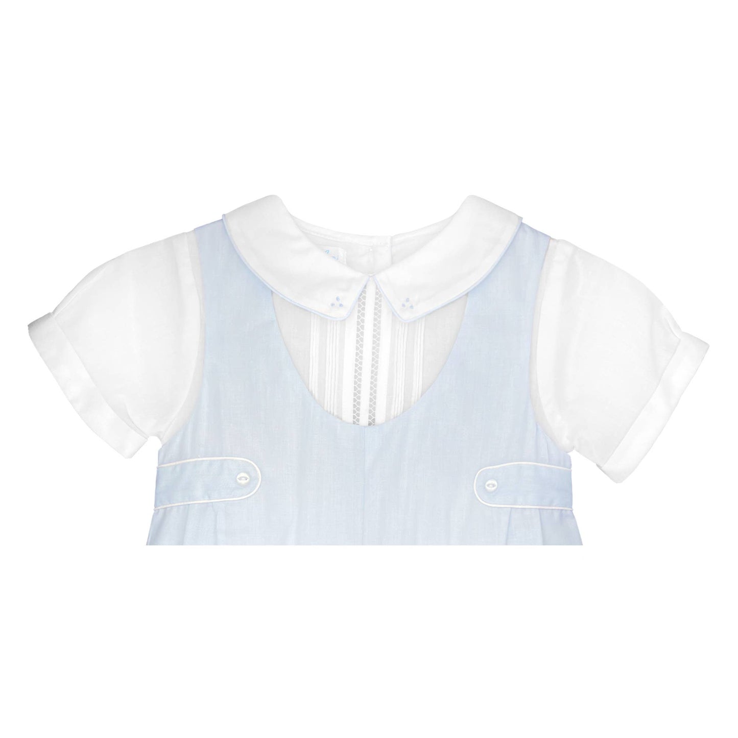 Baby boy Shortall with Pintucks and Side Tabs: Blue