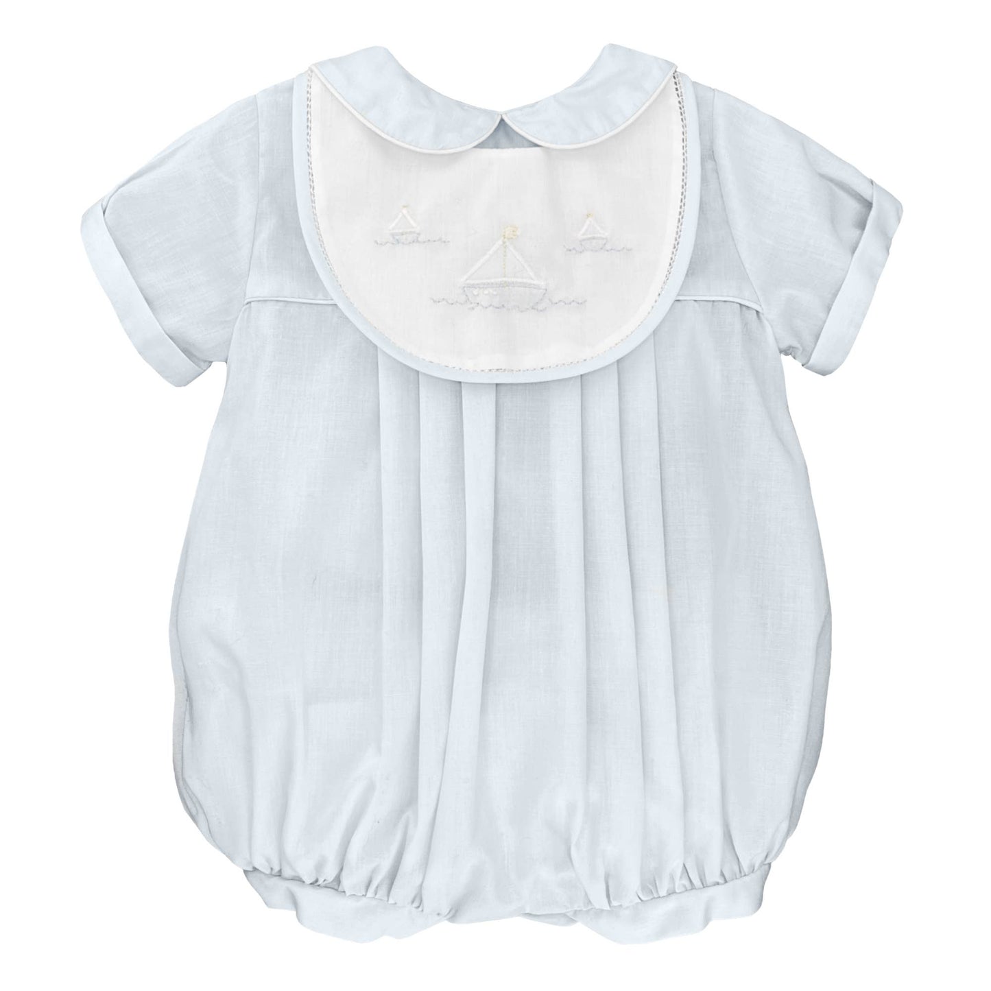 Baby boy Romper with Sailboat Embroidery with bonnet