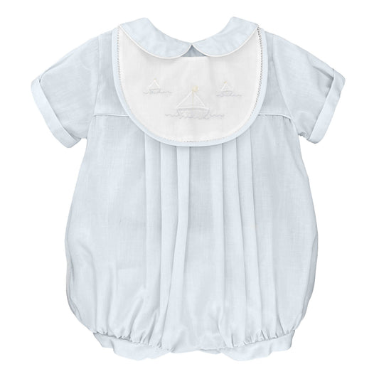 Baby boy Romper with Sailboat Embroidery with bonnet