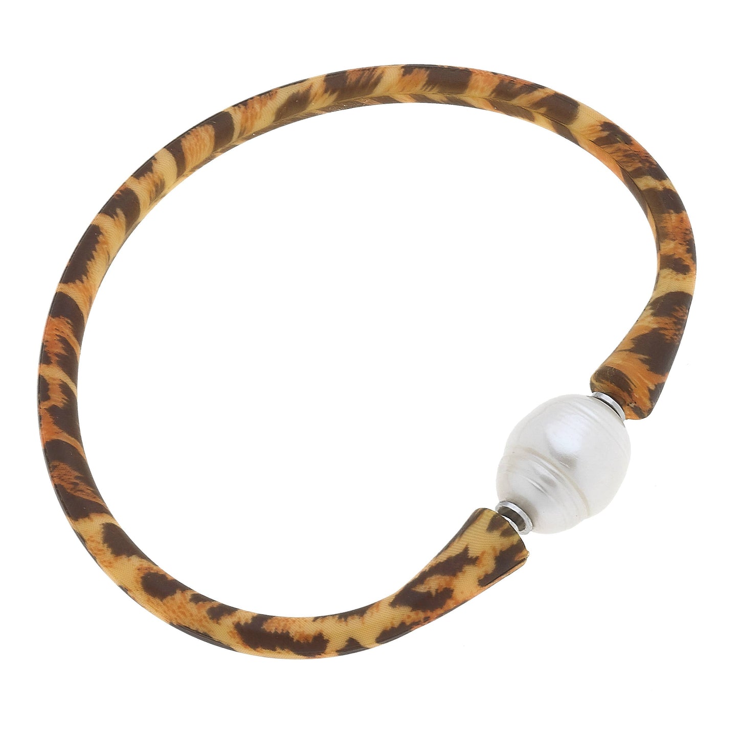 Canvas Style Bali Freshwater Pearl Silicone Bracelet: Leopard