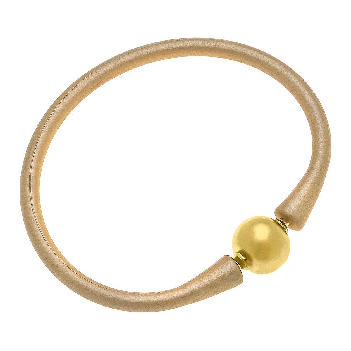 Canvas Style Bali 24K Gold Plated Ball Bead Silicone Bracelet: Gold