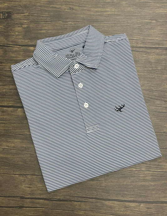 Hunt to Harvest Performance Polo- Midnight Blue/White