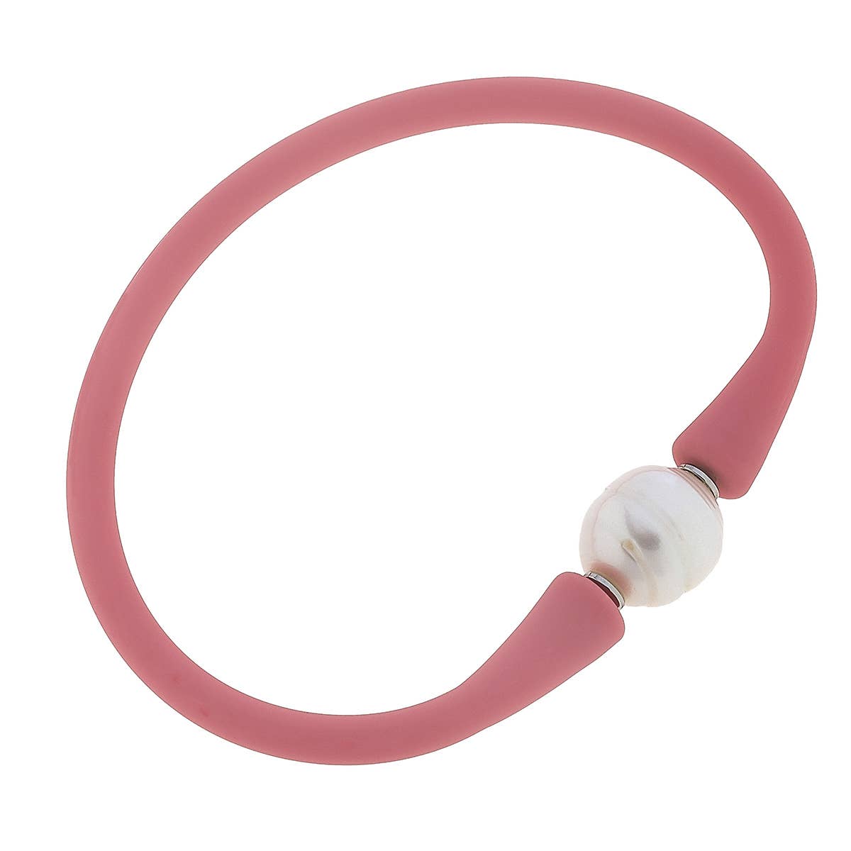 Canvas Style Bali Freshwater Pearl Silicone Bracelet: Pink