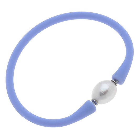 Canvas Style Bali Freshwater Pearl Silicone Bracelet: Lilac