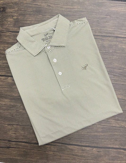 Hunt to Harvest Performance Polo- Loden/White